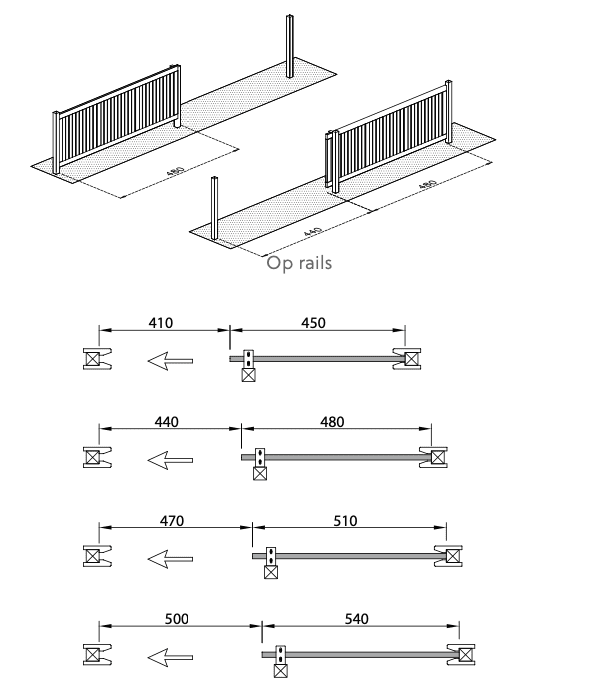 Schuifpoort Planchetten horizontaal - Padoek - op rail - Afbeelding 2