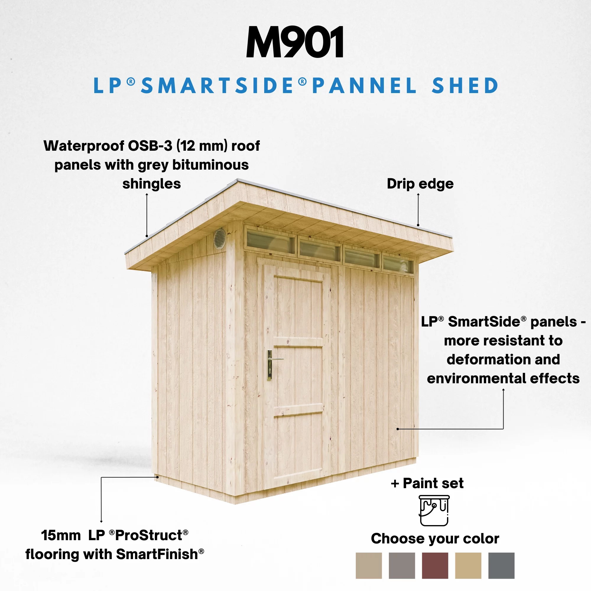 LP® SmartSide® panelen tuinhuis M901 – 118 x 250 cm – 3 m2 - Afbeelding 6