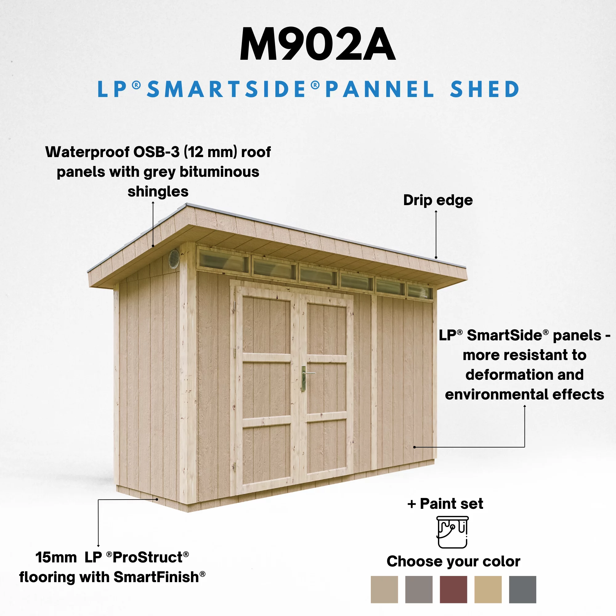 LP® SmartSide® panelen tuinhuis M902A – 118 x 368 cm – 4 m2 - Afbeelding 9