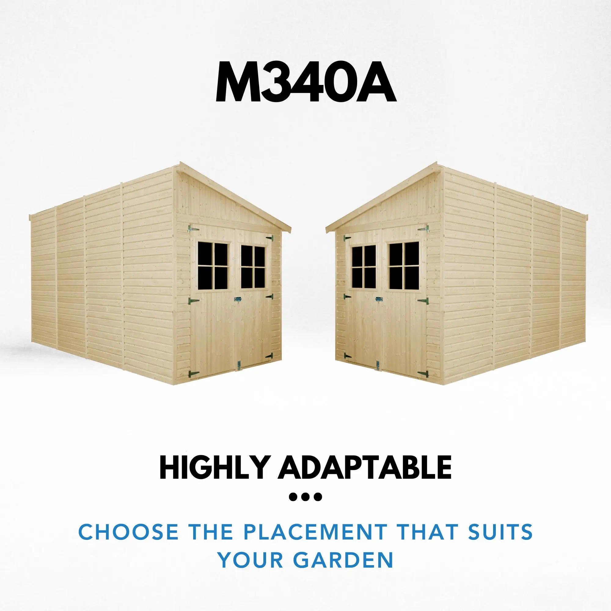 Houten tuinhuis M340A – 205 x 395 cm – 8 m2 - Afbeelding 5