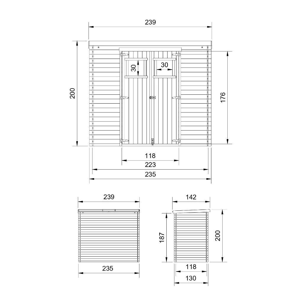 Houten tuinhuis M310 – 235 x 130 cm – 3 m2 - Afbeelding 6