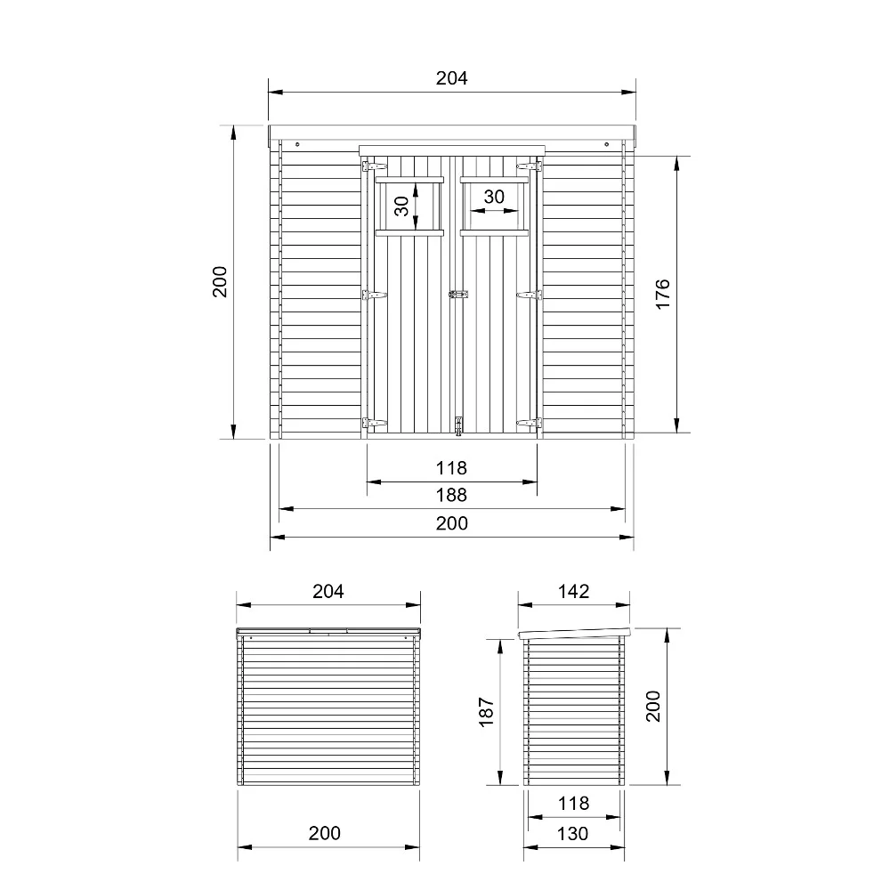 Houten tuinhuis M311C – 200 x 130 cm – 2 m2 - Afbeelding 4