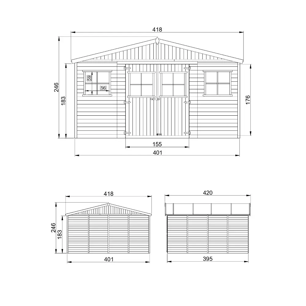 Houten tuinhuis M330 – 401 x 395 cm – 16 m2 - Afbeelding 5