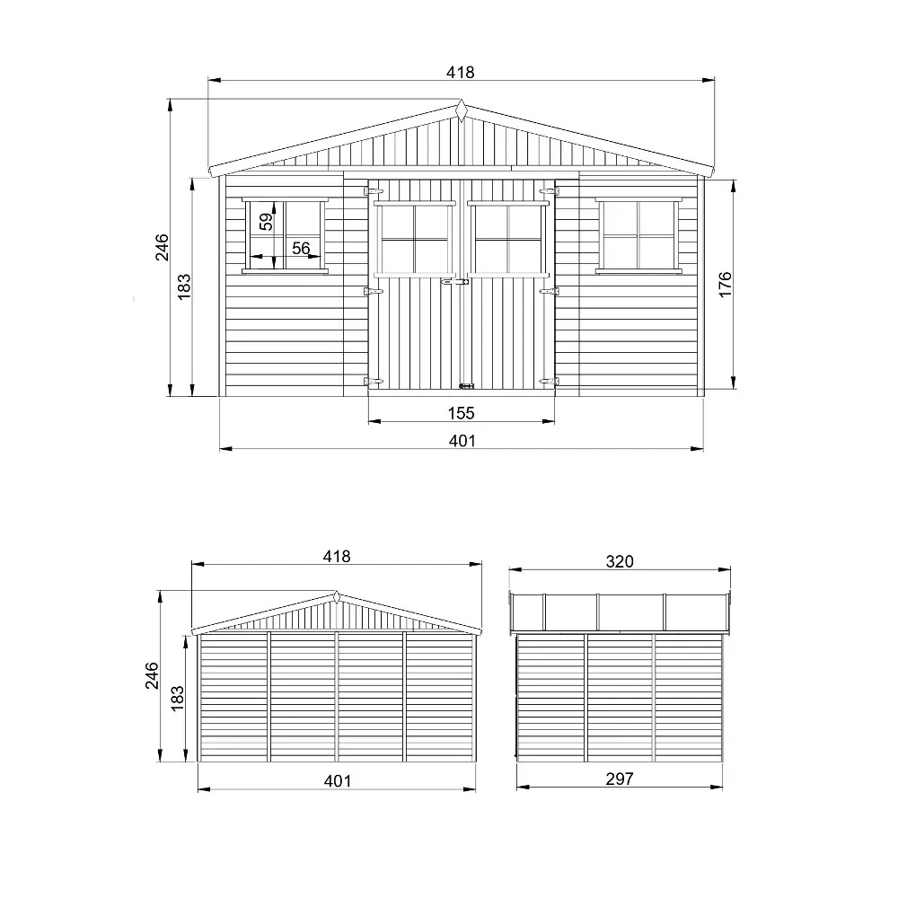 Houten tuinhuis M331 – 401 x 297 cm – 12 m2 - Afbeelding 5