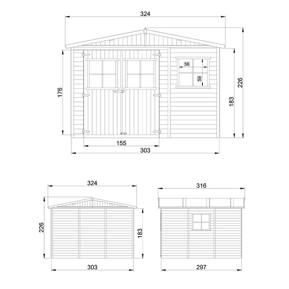 Houten tuinhuis M335 – 303 x 297 cm – 9 m2 - Afbeelding 6