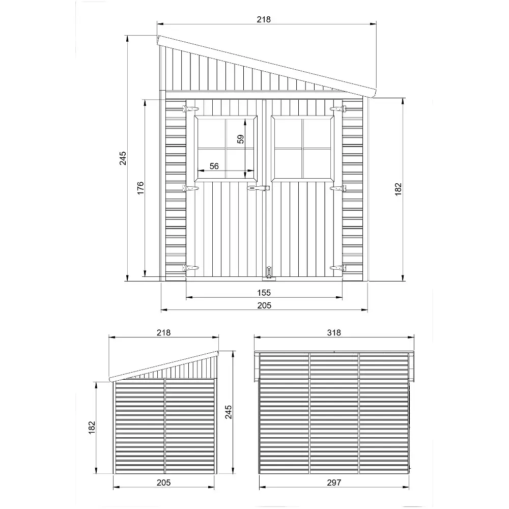 Houten tuinhuis M339A – 201 x 297 cm – 6 m2 - Afbeelding 7