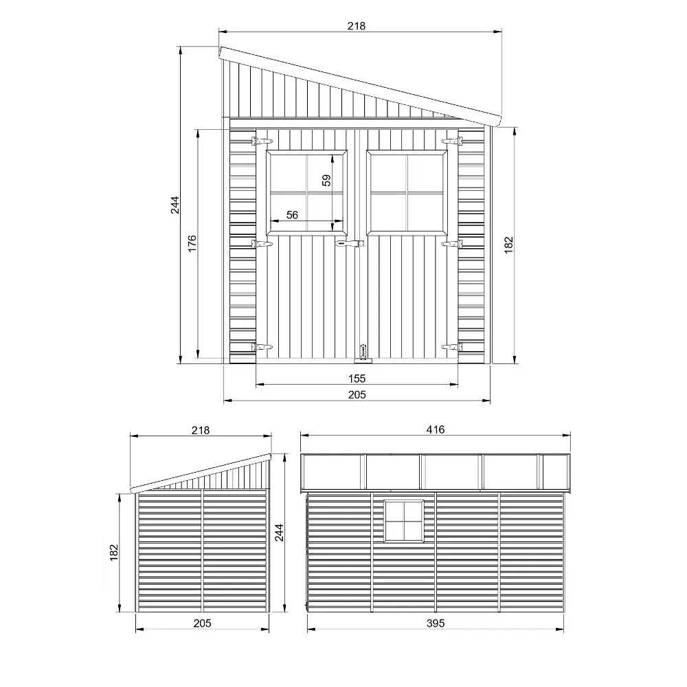 Houten tuinhuis M340A – 205 x 395 cm – 8 m2 - Afbeelding 6