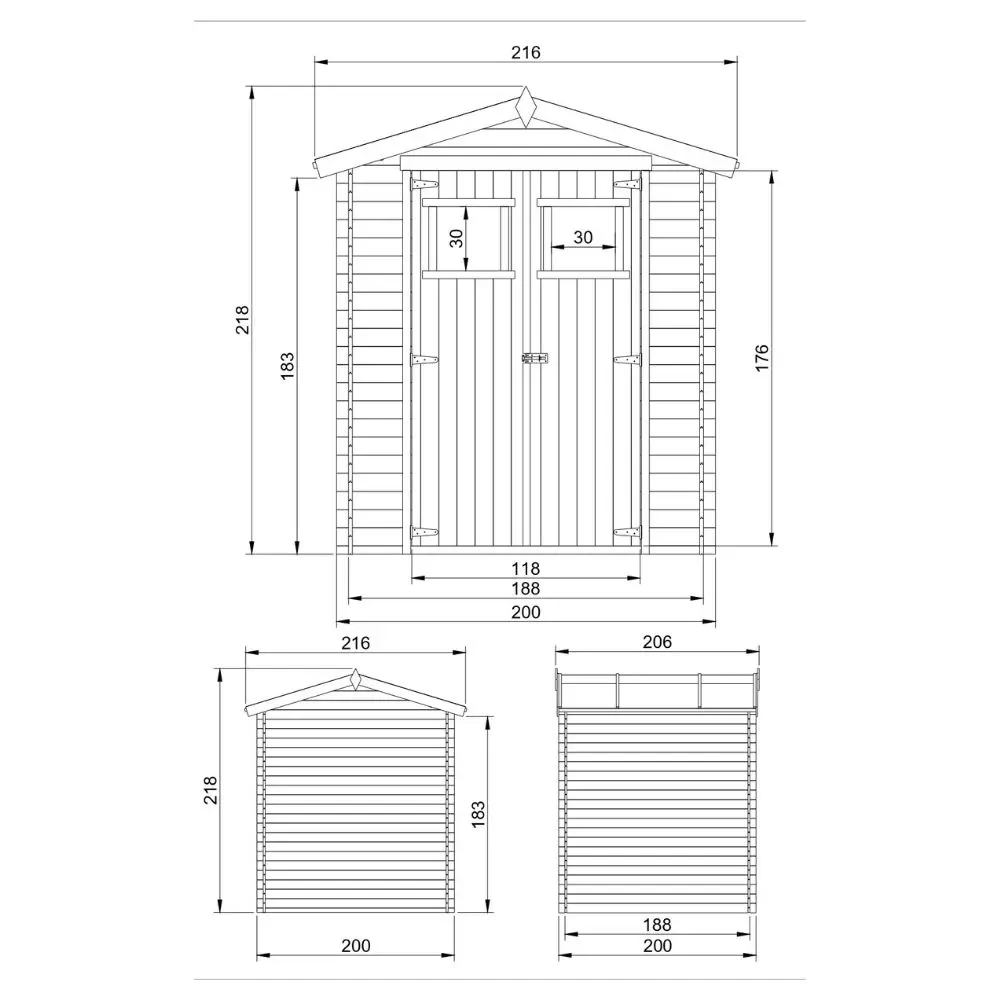 Houten tuinhuis M343 – 200 x 200 cm – 4 m2 - Afbeelding 5