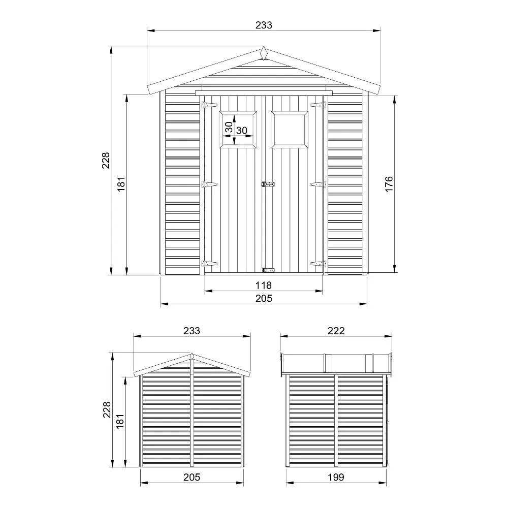 Houten tuinhuis M351 – 205 x 199 cm – 4 m2 - Afbeelding 4