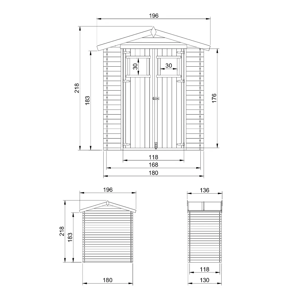 Houten tuinhuis M367F – 180 x 130 cm – 2 m2 - Afbeelding 5