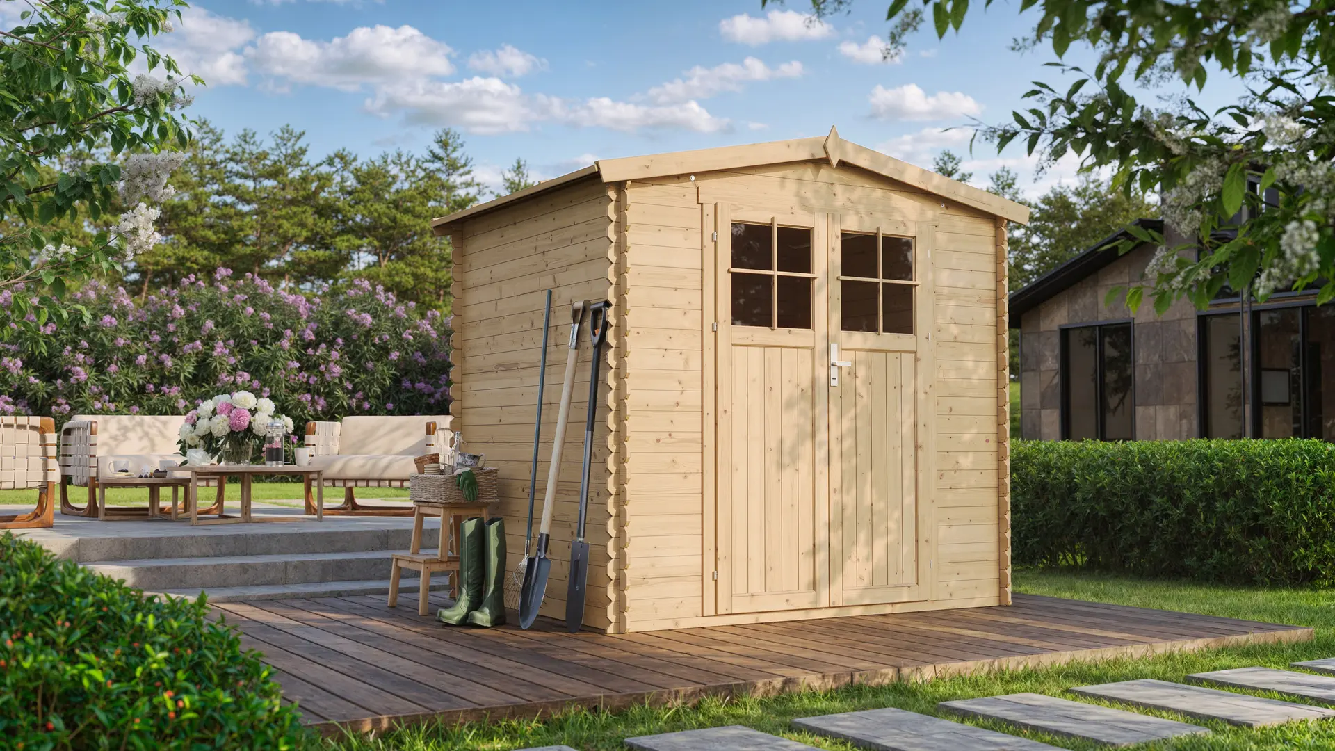 Houten tuinhuis M369F – 220 x 220 cm – 4 m2 - Afbeelding 2