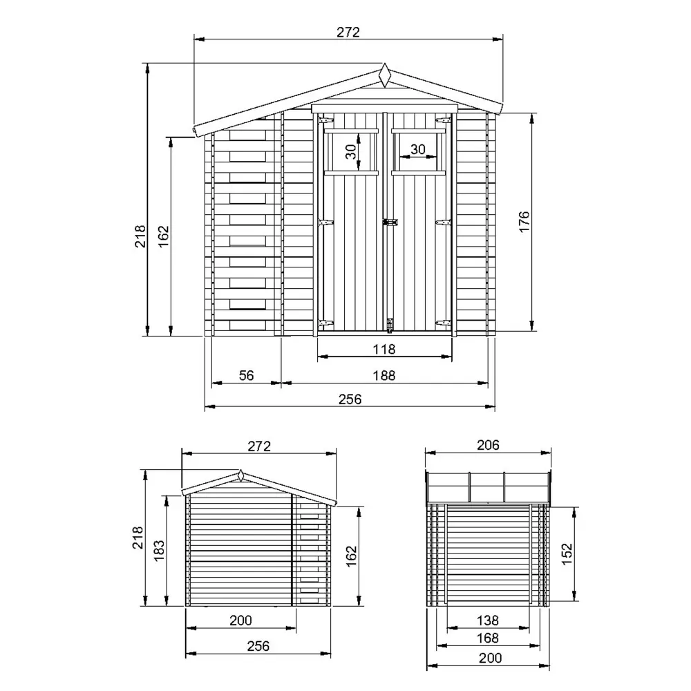 Houten tuinhuis M386 – 256 x 200 cm – 5 m2 - Afbeelding 6