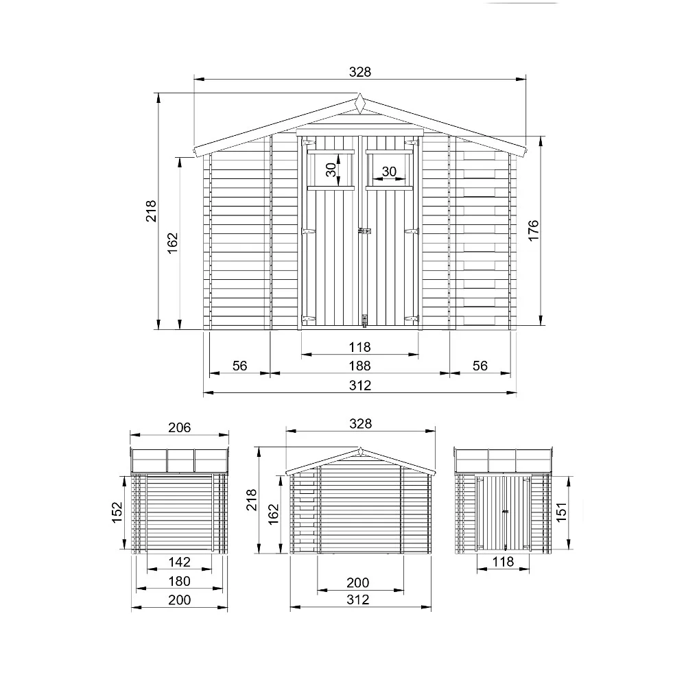 Houten tuinhuis M389 – 312 x 200 cm – 6 m2 - Afbeelding 5