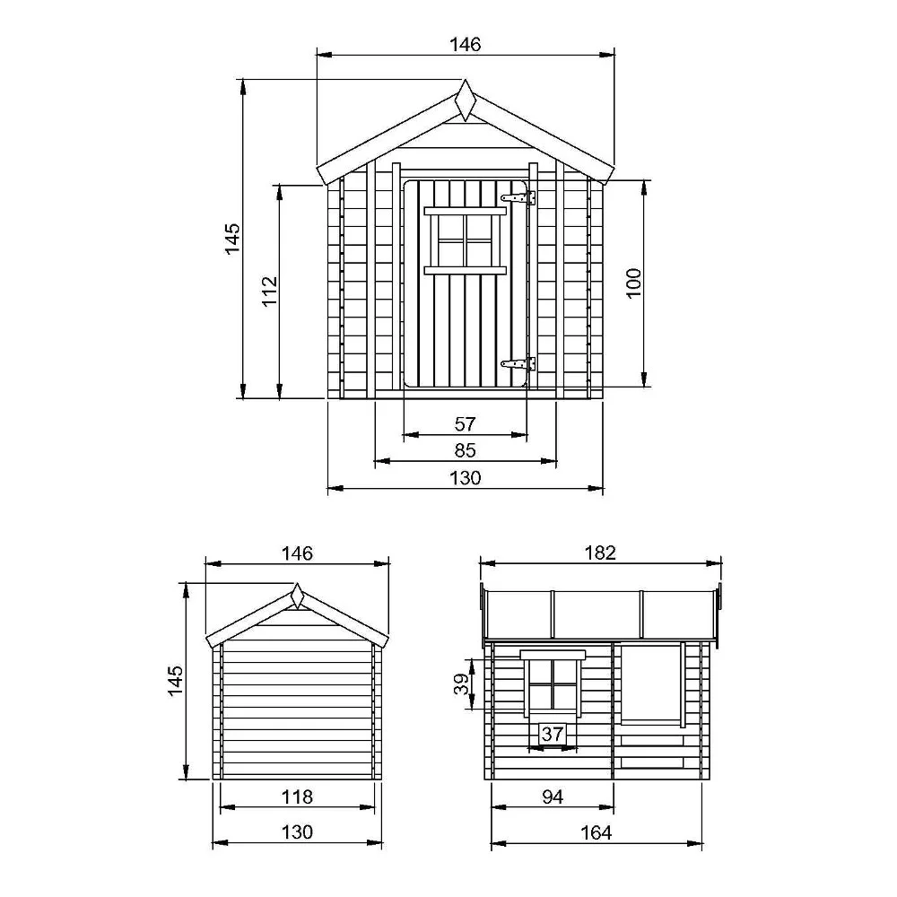 Houten Speelhuis M501A – 130 x 164 cm - Afbeelding 5