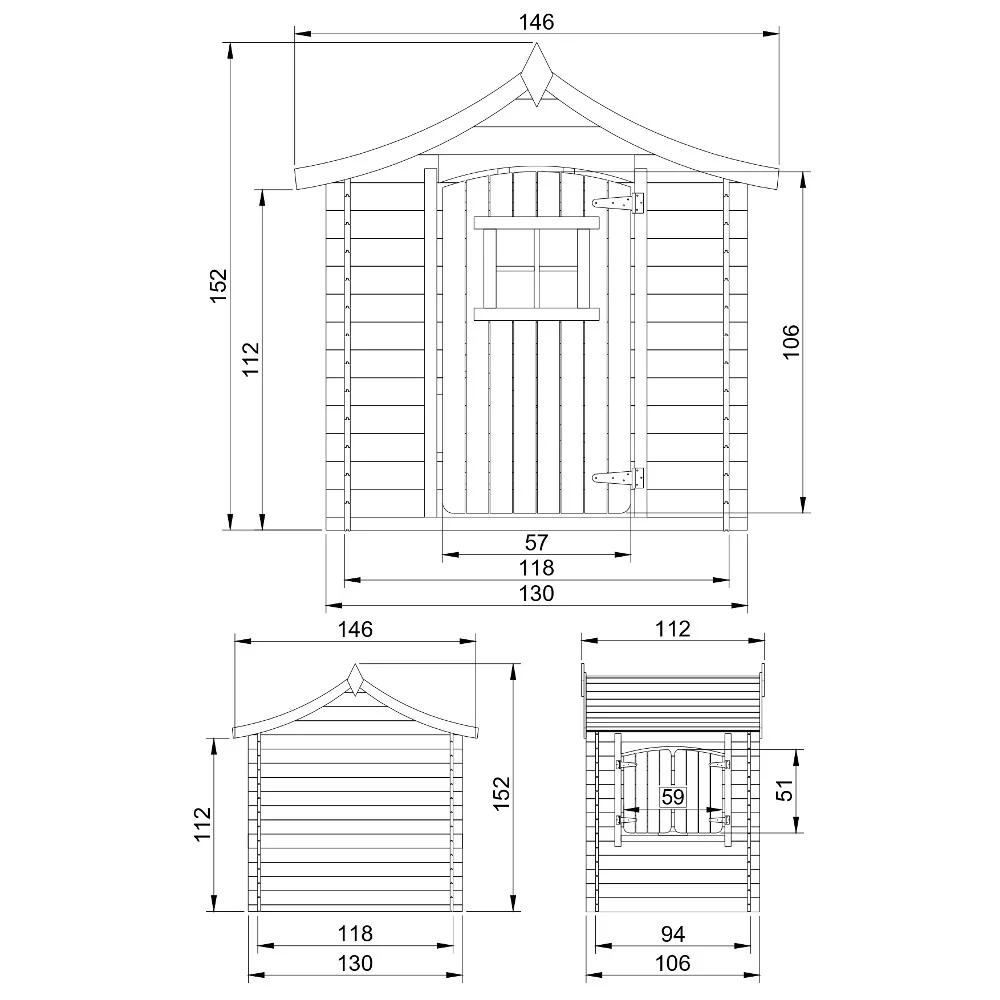 Houten Speelhuis M550 – 130 x 106 cm - Afbeelding 7