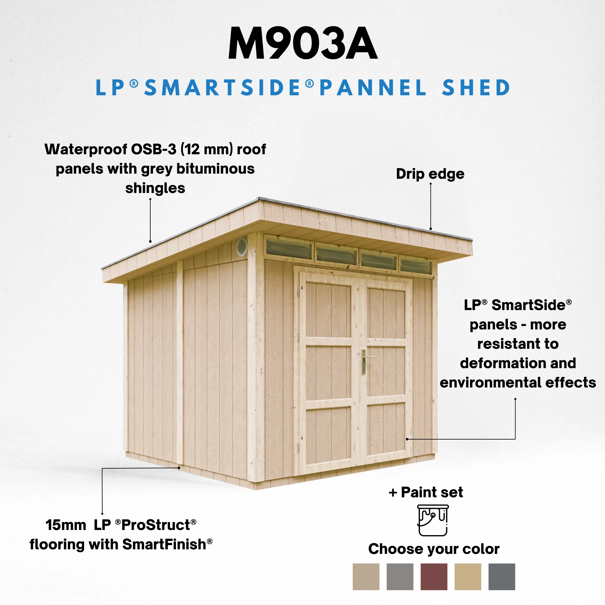 LP® SmartSide® panelen tuinhuis M903A – 236 x 250 cm – 6 m2 - Afbeelding 11