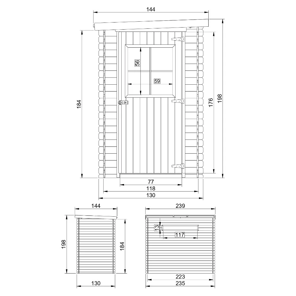 Houten tuinhuis M306 – 130 x 235 cm – 3 m2 - Afbeelding 6