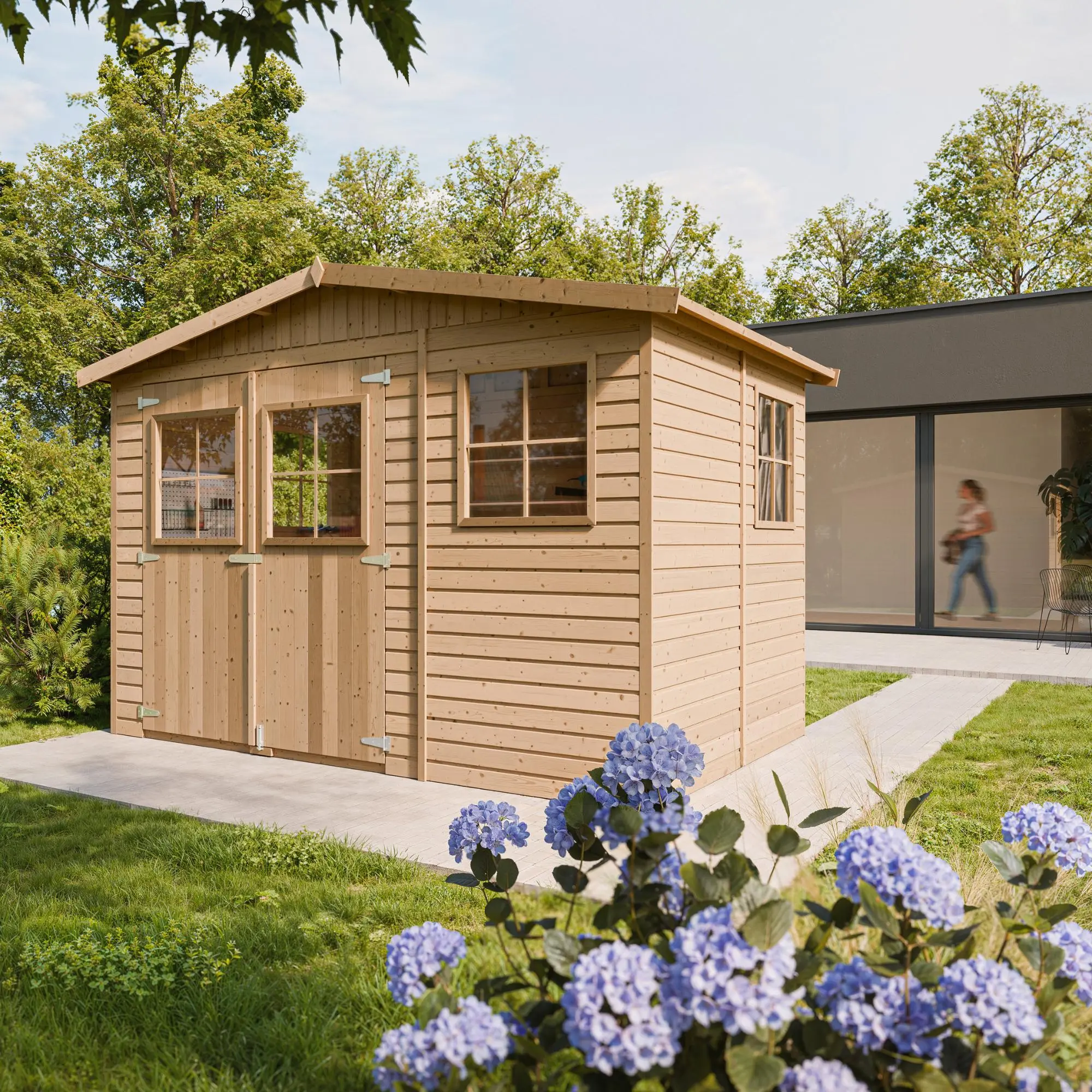 Holz-Gartenhaus M334 Blockbohlen – 303 × 199 cm – 6 m²