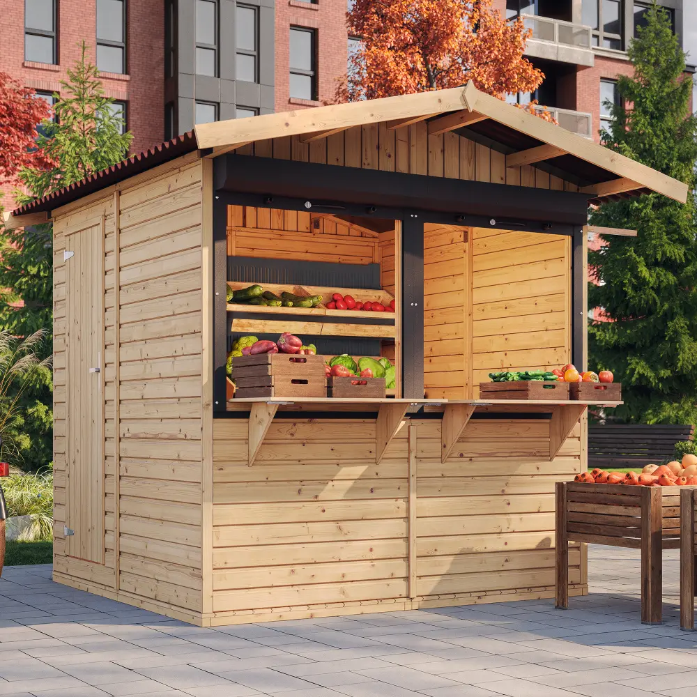 Holz-Kiosk oder Gartenbar M149Z – 205 × 199 cm – 4 m²