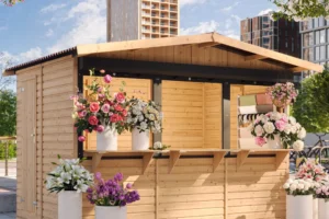 Holz-Kiosk oder Gartenbar M150AZ – 303 × 199 cm – 6 m²