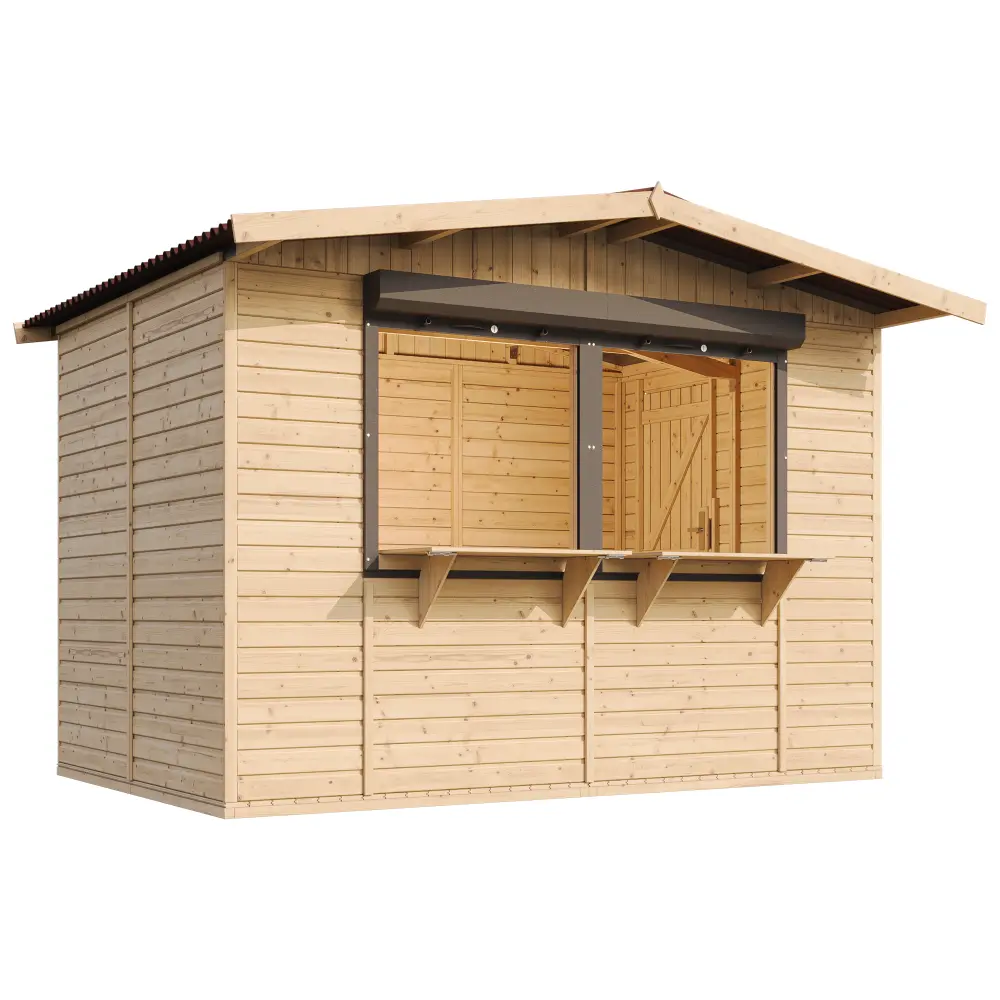 Holz-Kiosk oder Gartenbar M150Z – 303 × 199 cm – 6 m² – Bild 5