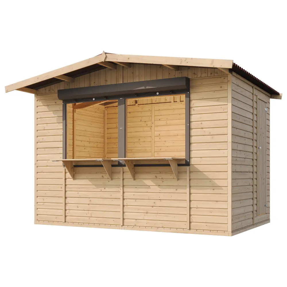 Holz-Kiosk oder Gartenbar M150Z – 303 × 199 cm – 6 m² – Bild 2
