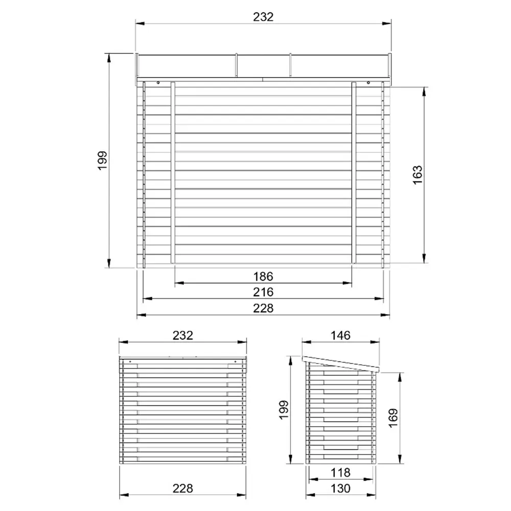 Brennholzlager M202 / Holzunterstand – 228 × 130 cm – 4 m³ – Bild 5