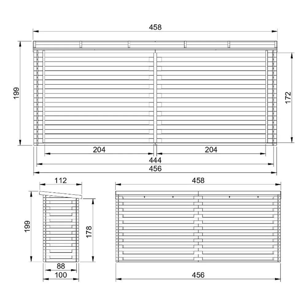 Brennholzlager M203 / Holzunterstand – 456 × 100 cm – 7 m³ – Bild 5