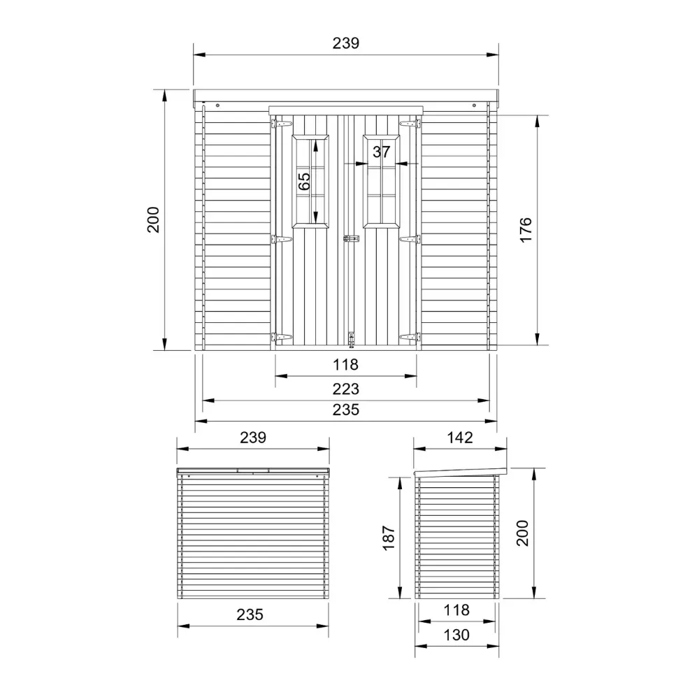 Holz-Gartenhaus M310C Blockbohlen – 235 × 130 cm – 3 m² – Bild 4