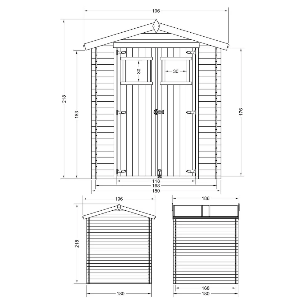 Holz-Gartenhaus M320 Blockbohlen – 180 × 180 cm – 3 m² – Bild 5
