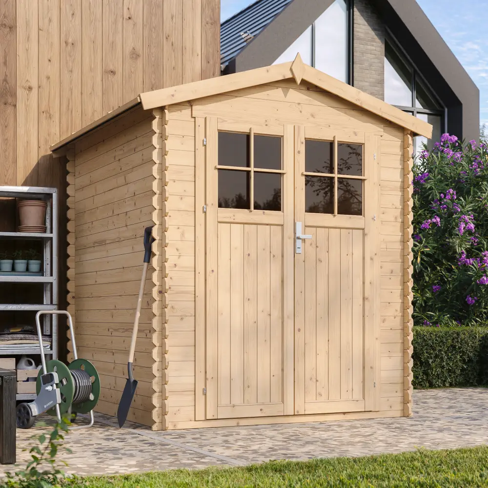 Holz-Gartenhaus M320F Blockbohlen – 180 × 180 cm – 3 m² – Bild 5