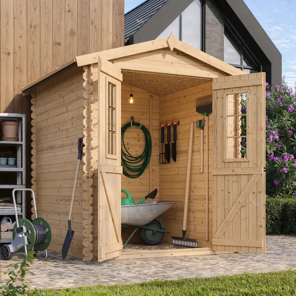 Holz-Gartenhaus M320C Blockbohlen – 180 × 180 cm – 3 m² – Bild 3