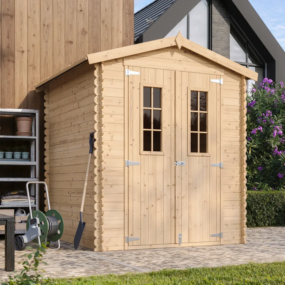 Holz-Gartenhaus M320C Blockbohlen – 180 × 180 cm – 3 m² – Bild 2