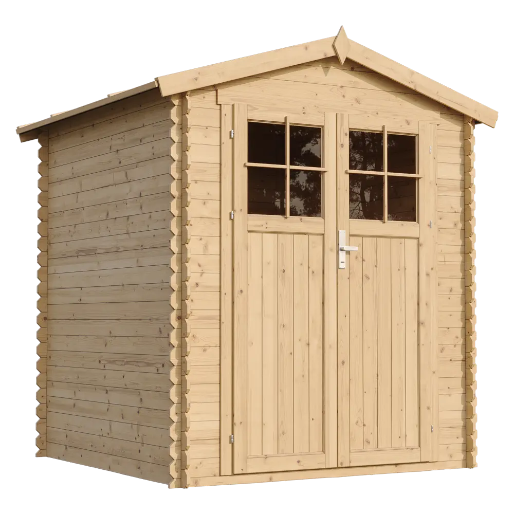 Holz-Gartenhaus M320F Blockbohlen – 180 × 180 cm – 3 m²