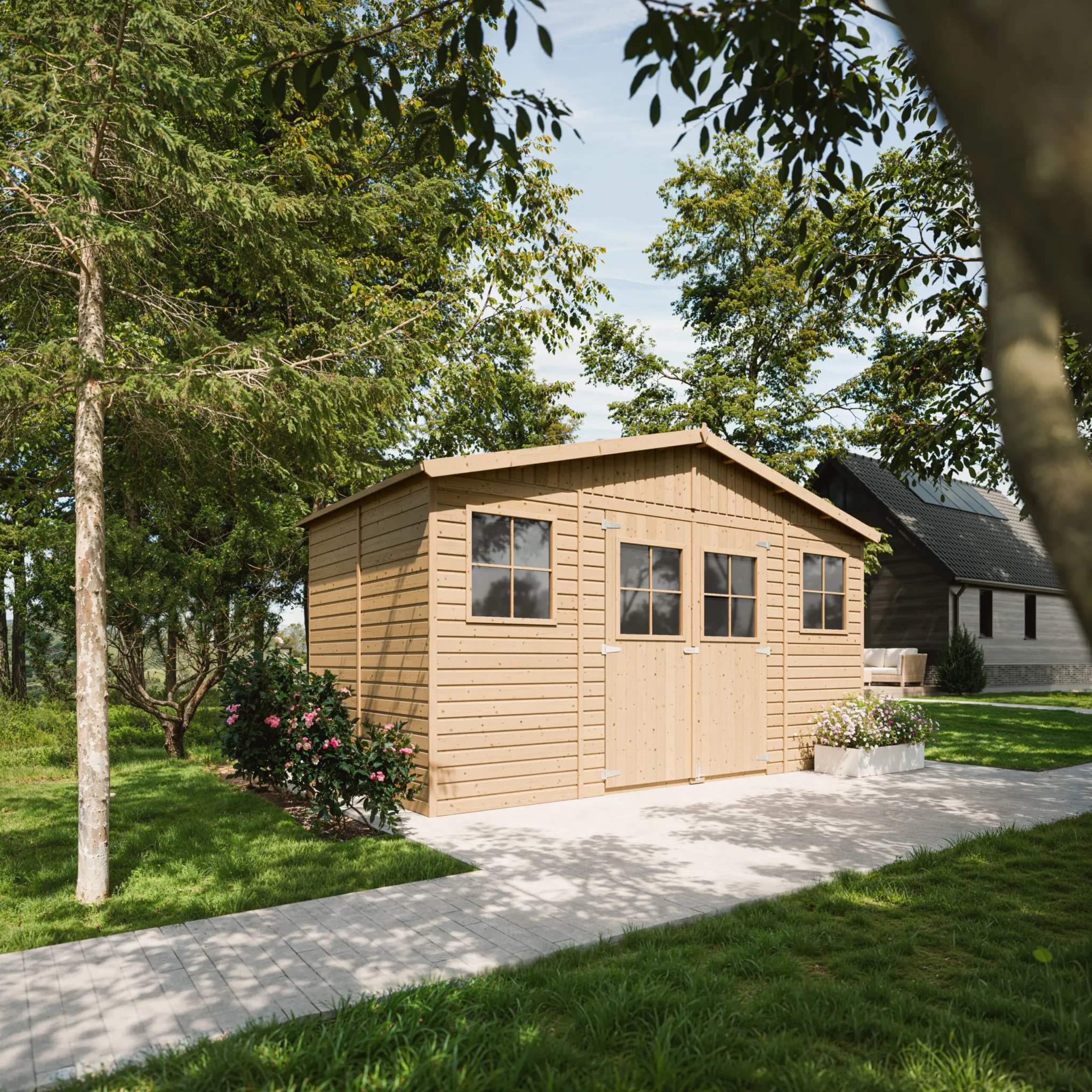 Holz-Gartenhaus M332 Blockbohlen – 401 × 199 cm – 8 m²