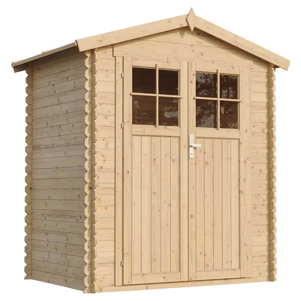 Holz-Gartenhaus M367F Blockbohlen – 180 × 130 cm – 2 m²