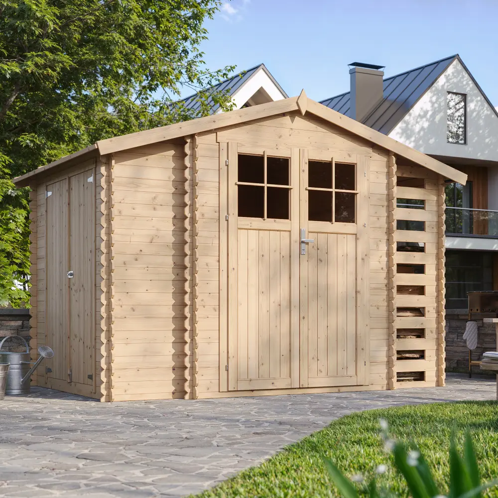 Holz-Gartenhaus M389F Blockbohlen – 312 × 200 cm – 6 m² – Bild 2