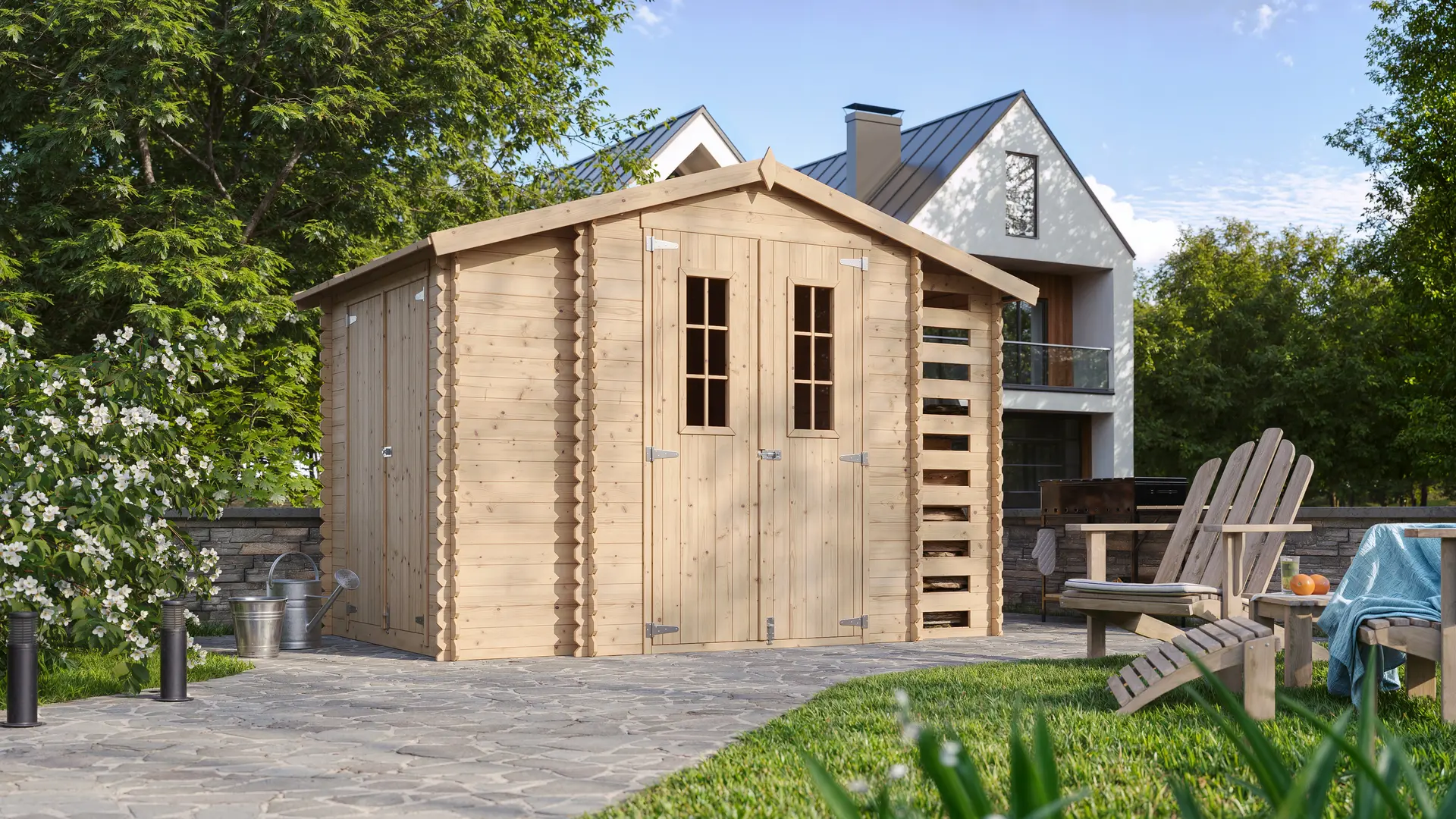 Holz-Gartenhaus M389C Blockbohlen – 312 × 200 cm – 6 m² – Bild 2