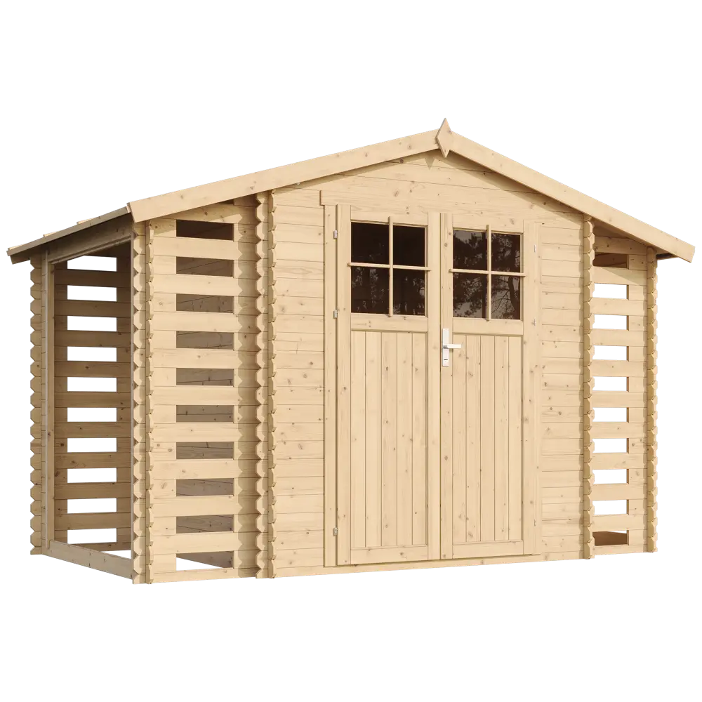 Holz-Gartenhaus M391F Blockbohlen – 312 × 200 cm – 6 m²