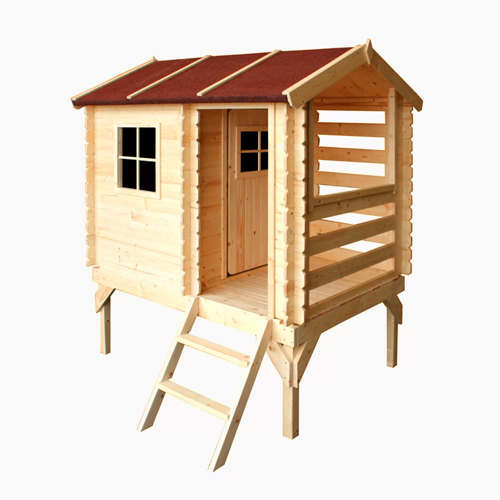 Holz-Spielhaus M501B mit Podest für Kinder – 130 × 164 cm – Bild 4
