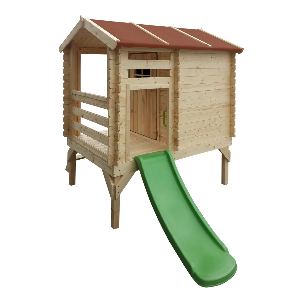 Holz-Spielhaus M501C mit Rutsche für Kinder – 130 × 164 cm – Bild 5