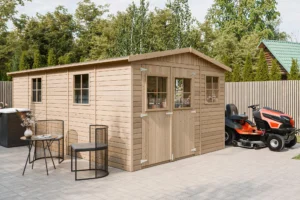 Holz-Gartenhaus M337 Blockbohlen – 303 × 493 cm – 15 m²