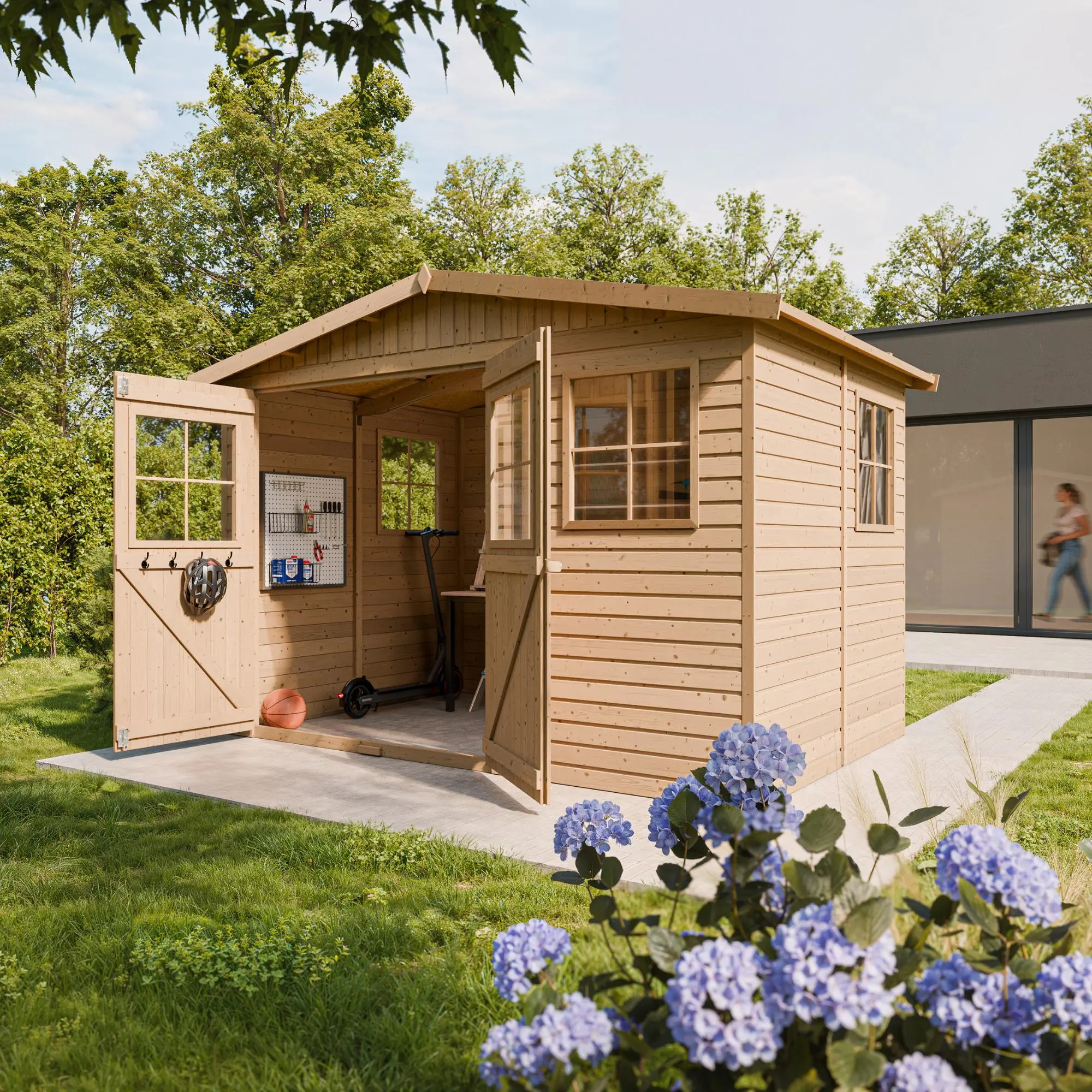 Holz-Gartenhaus M334 Blockbohlen – 303 × 199 cm – 6 m² – Bild 2