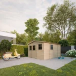 Holz-Gartenhaus M336 Blockbohlen – 303 × 395 cm – 12 m²