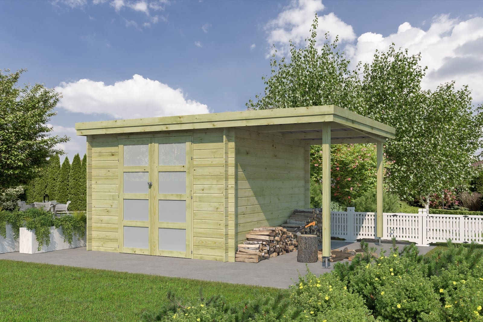 Tuinhuis Oregon 445x325 +extensie - 3705EXT150